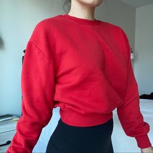 Cropped Sweatshirt. Red. Size medium.
